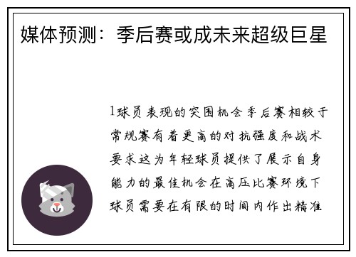 媒体预测：季后赛或成未来超级巨星