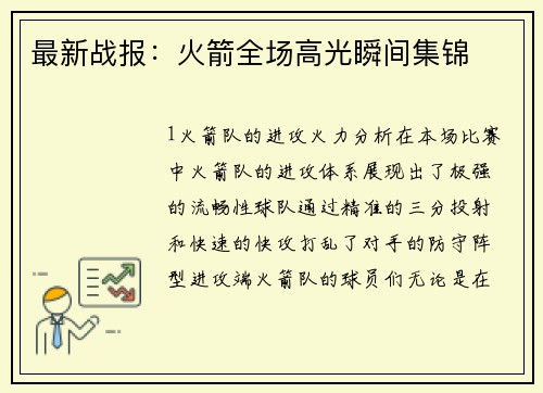 最新战报：火箭全场高光瞬间集锦